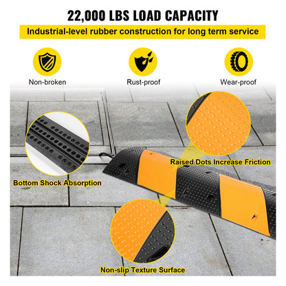 Modular Rubber Speed Bump Driveway Cable Protector Ramp 102 x 30 x 6 cm Set of 2