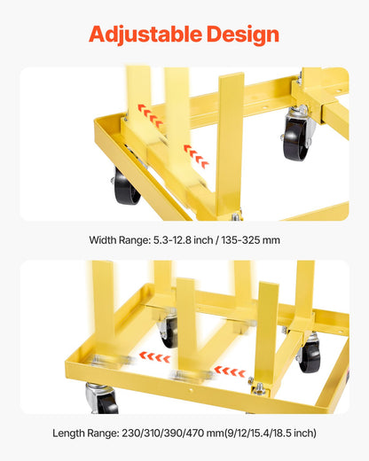 Engine Stand, 750 LBS (340KG) Load Capacity Engine Motor Stand with Adjustable Width & Length, Heavy-Duty Steel Motor Holder with 4 Swivel Casters and 2 Ratchet Straps, Suitable for Most Engines