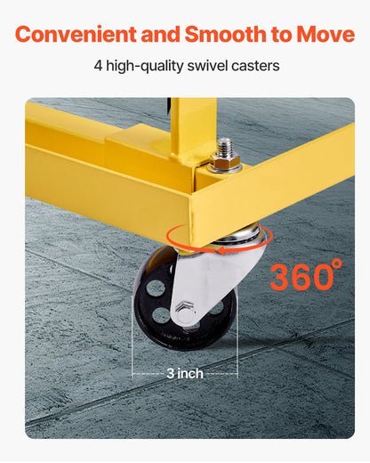 Engine Stand, 750 LBS (340KG) Load Capacity Engine Motor Stand with Adjustable Width & Length, Heavy-Duty Steel Motor Holder with 4 Swivel Casters and 2 Ratchet Straps, Suitable for Most Engines