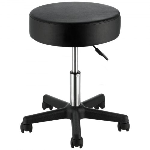 Rolling Stools with Wheels, 181.4 kg Weight Capacity Adjustable Height Stool with Ultra-Thick Seat Cushion, Swivel Stools Chair for Salon, Bar, Home, Office, Tatoo, Medical, Massage, Black