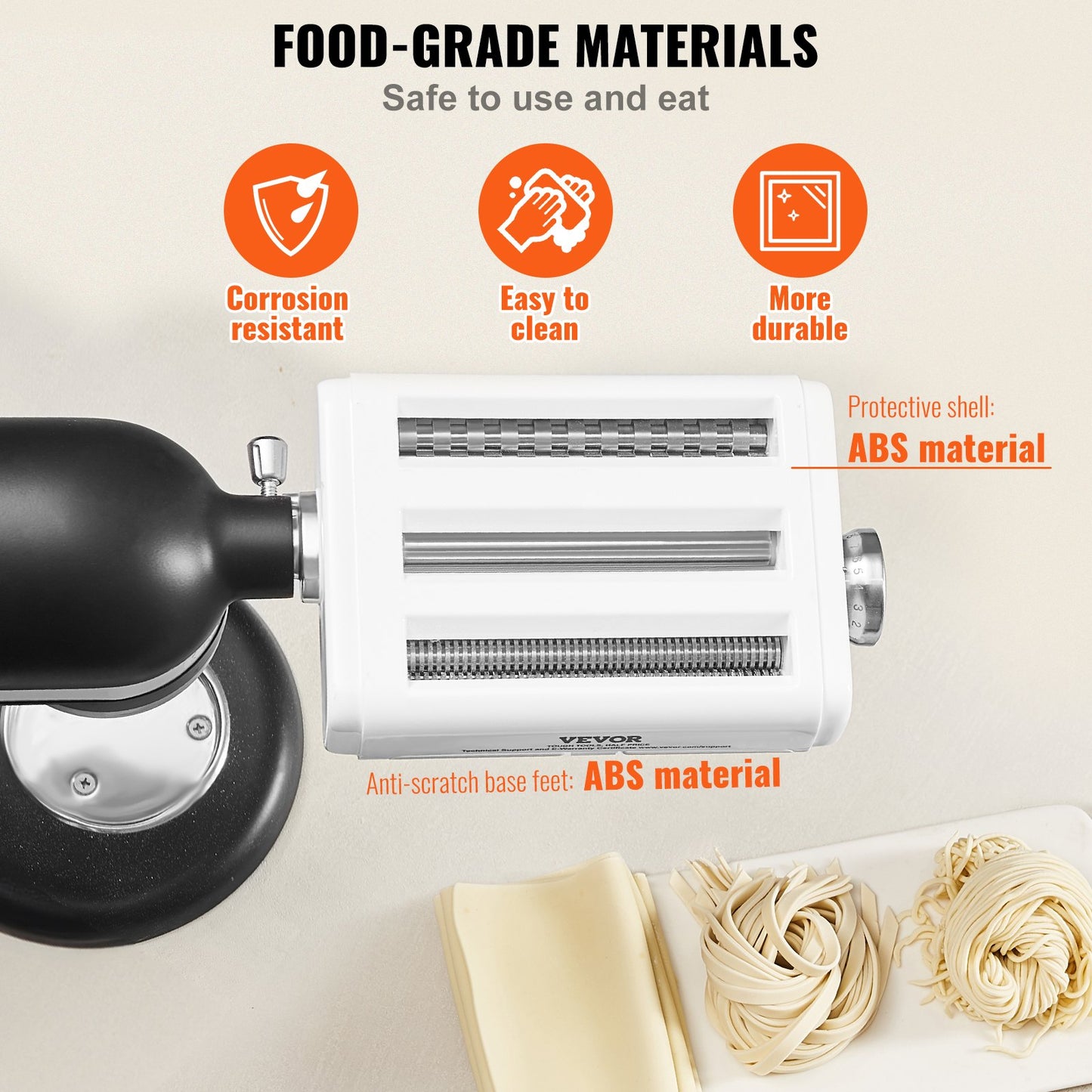 Pasta Attachment for KitchenAid Stand Mixer, 3-IN-1 Stainless Steel Pasta Roller Cutter Set Including Pasta Sheet Roller, Spaghetti and Fettuccine Cutter, 8 Adjustable Thickness Knob Pasta Maker