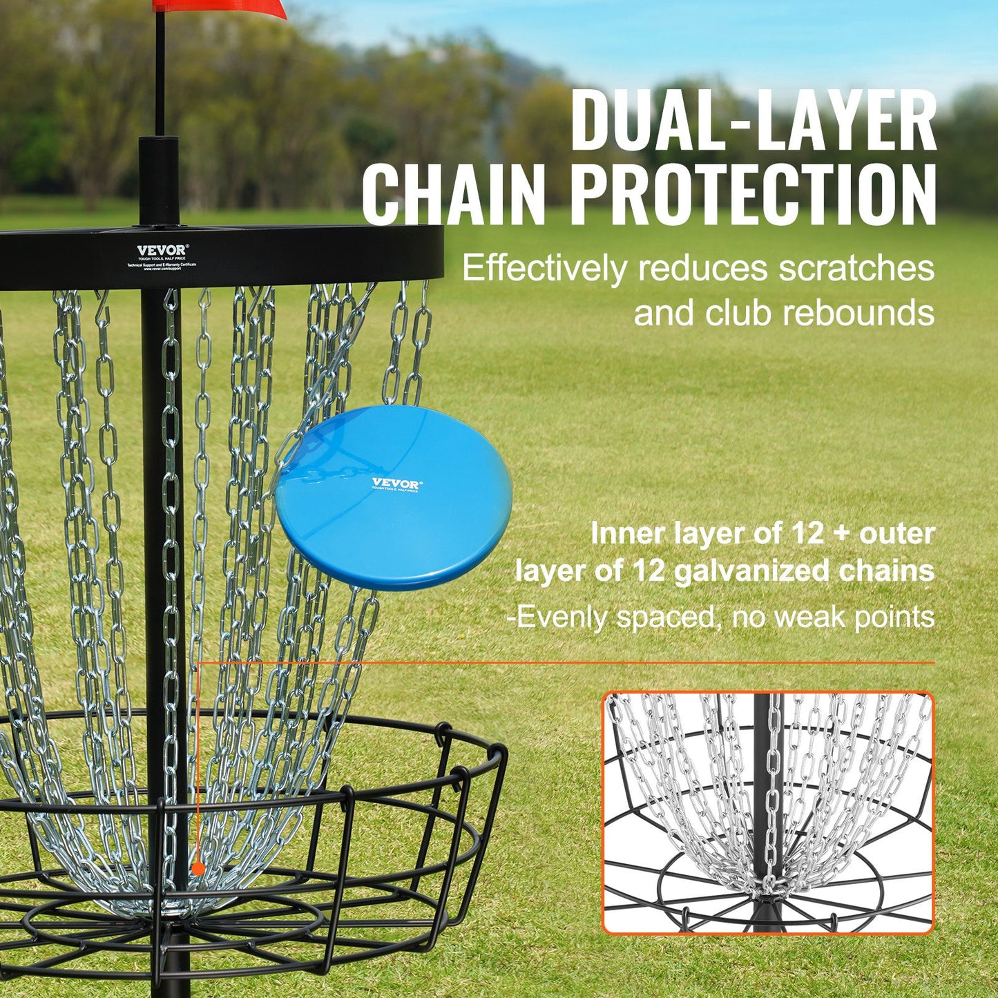 Disc Golf Basket, 24-Chains Portable Disc Golf Target Hole, Heavy Duty Steel Practice Disc Golf Target, Indoor & Outdoor Disc Golf Course Basket, Disc Golf Basket Stand Equipment, Black