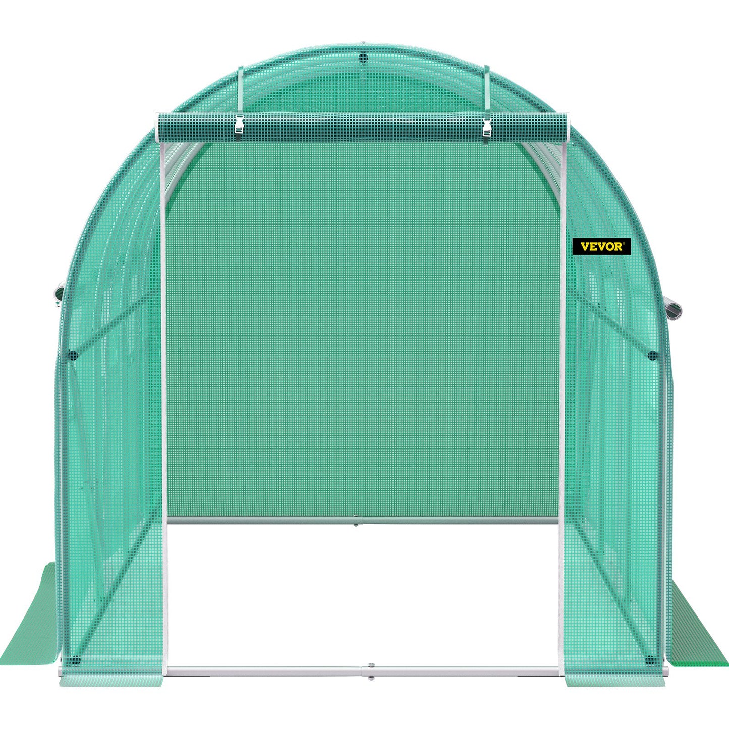 Walk-in Tunnel Greenhouse, 3.6 x 2 x 2 m/ 12 x 7 x 7 ft Portable Plant Hot House w/ Galvanized Steel Hoops, 1 Top Beams, 2 Diagonal Poles, 2 Zippered Doors & 6 Roll-up Windows, Green