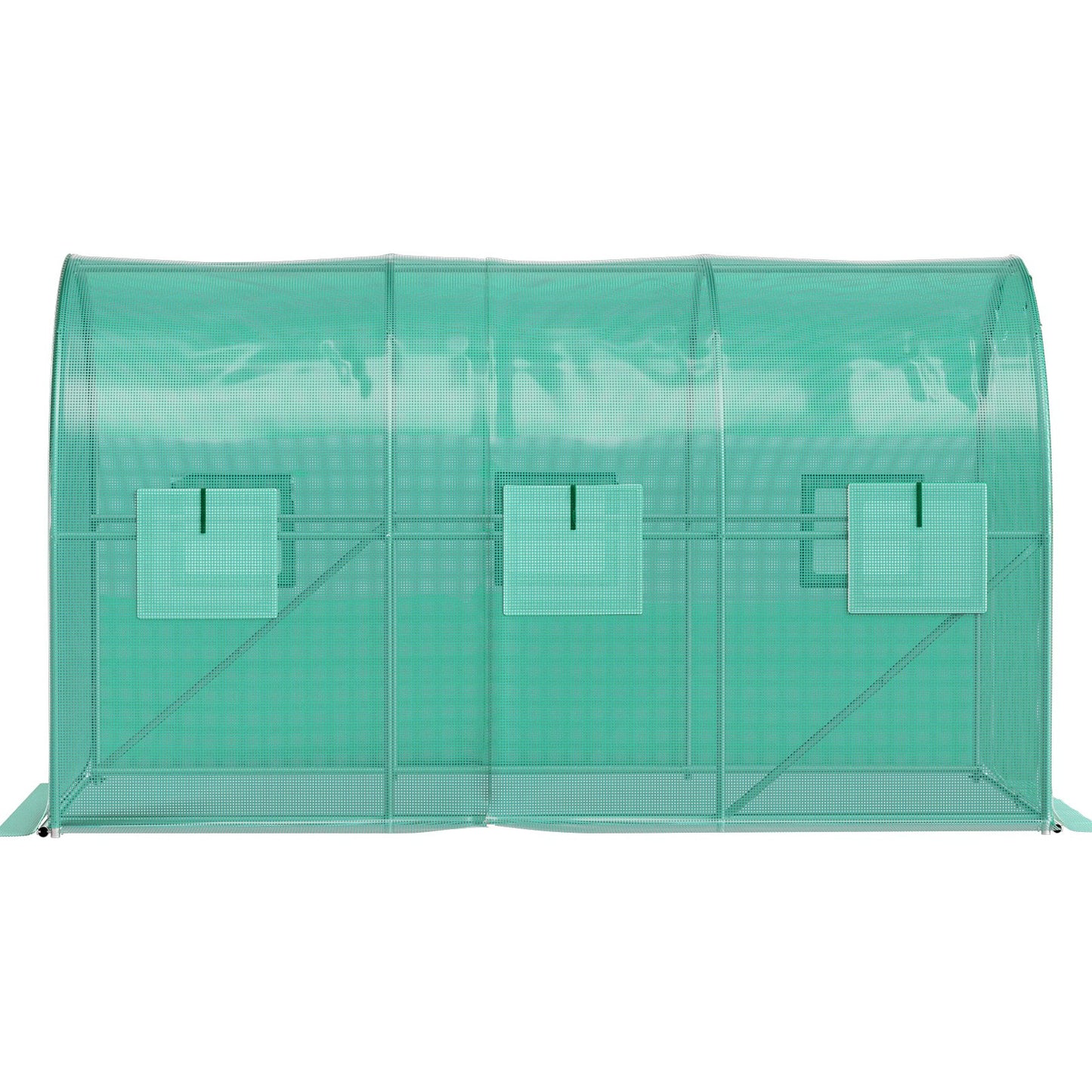 Walk-in Tunnel Greenhouse, 3.6 x 2 x 2 m/ 12 x 7 x 7 ft Portable Plant Hot House w/ Galvanized Steel Hoops, 1 Top Beams, 2 Diagonal Poles, 2 Zippered Doors & 6 Roll-up Windows, Green