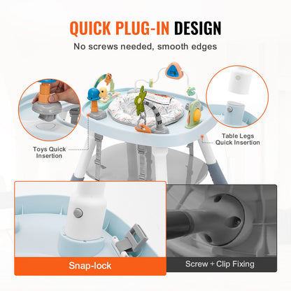 Baby Activity Center, Interactive Play Center, 360° Rotating Seat & Adjustable Height, Toddler Jumper Bouncer & Play Table with Developmental Toys, Music Songs, For Age 6 Months and Up