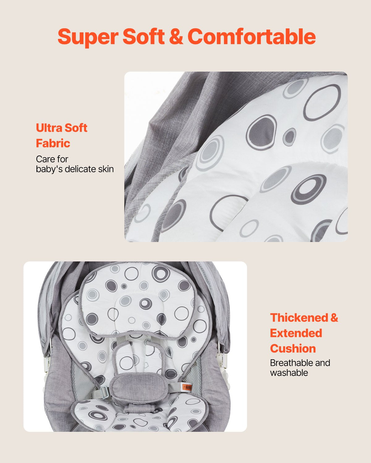 Babygunga, babygunga för spädbarn med 3 hastigheter och 3 sittpositioner, IMD-pekskärm, fjärrkontroll, Bluetooth och 10 förinställda vaggvisor, bärbar babygunga för 0-9 månader pojkar flickor upp till 9 kg