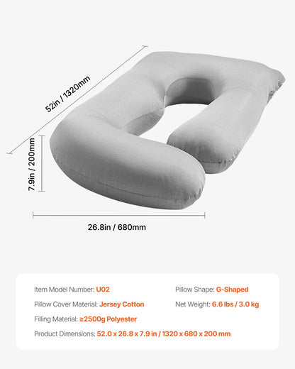 Pregnancy Pillow, G-Shaped Maternity Pillow, Full-Body Support Pillow with Removable & Washable Cover, Soft and Breathable Pregnancy Body Pillows for Back, Belly, Hips, Legs Relief