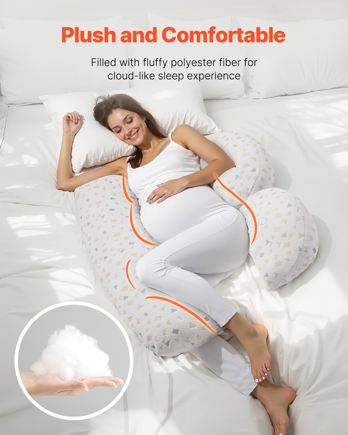 Pregnancy Pillows, Adjustable Maternity Pillow for Pregnant Women, Soft Pregnancy Body Pillow with Removable & Washable Cover for Back Belly Hip Support, Lightweight and Portable