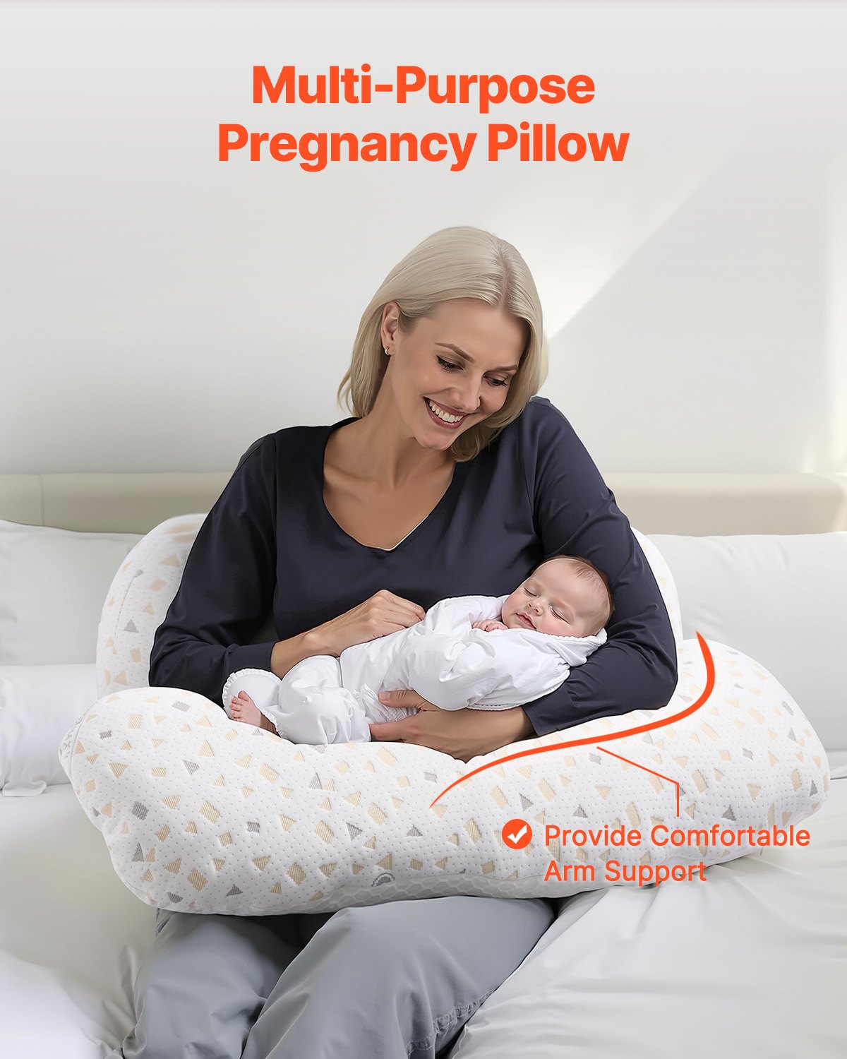 Pregnancy Pillows, Adjustable Maternity Pillow for Pregnant Women, Soft Pregnancy Body Pillow with Removable & Washable Cover for Back Belly Hip Support, Lightweight and Portable
