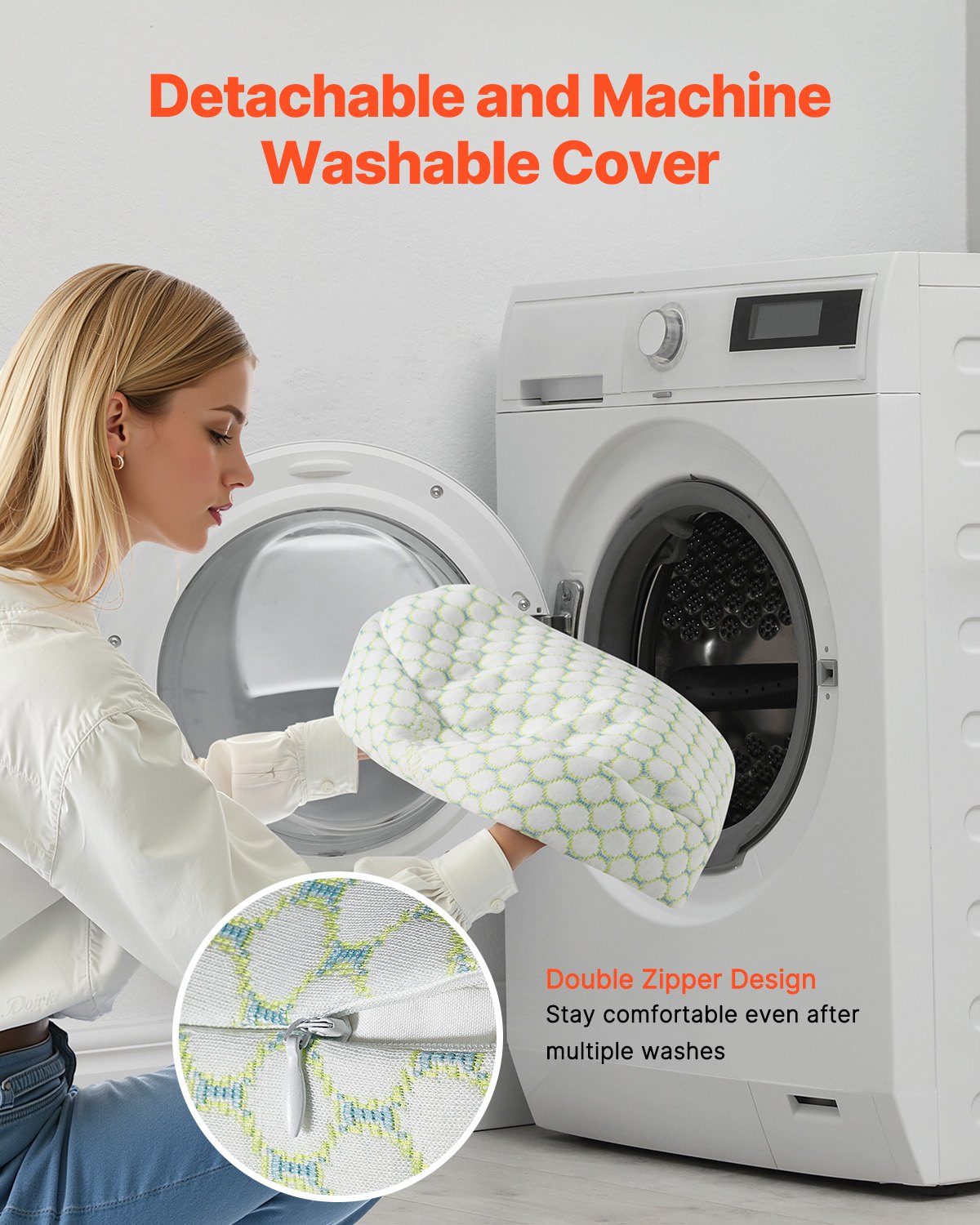 Graviditetskyrkudde, W-formad moderskapskudde för gravida kvinnor, mjuk och andningsbar graviditetskudde med avtagbart och tvättbart överdrag för rygg, mage och höfter, lätt och bärbar