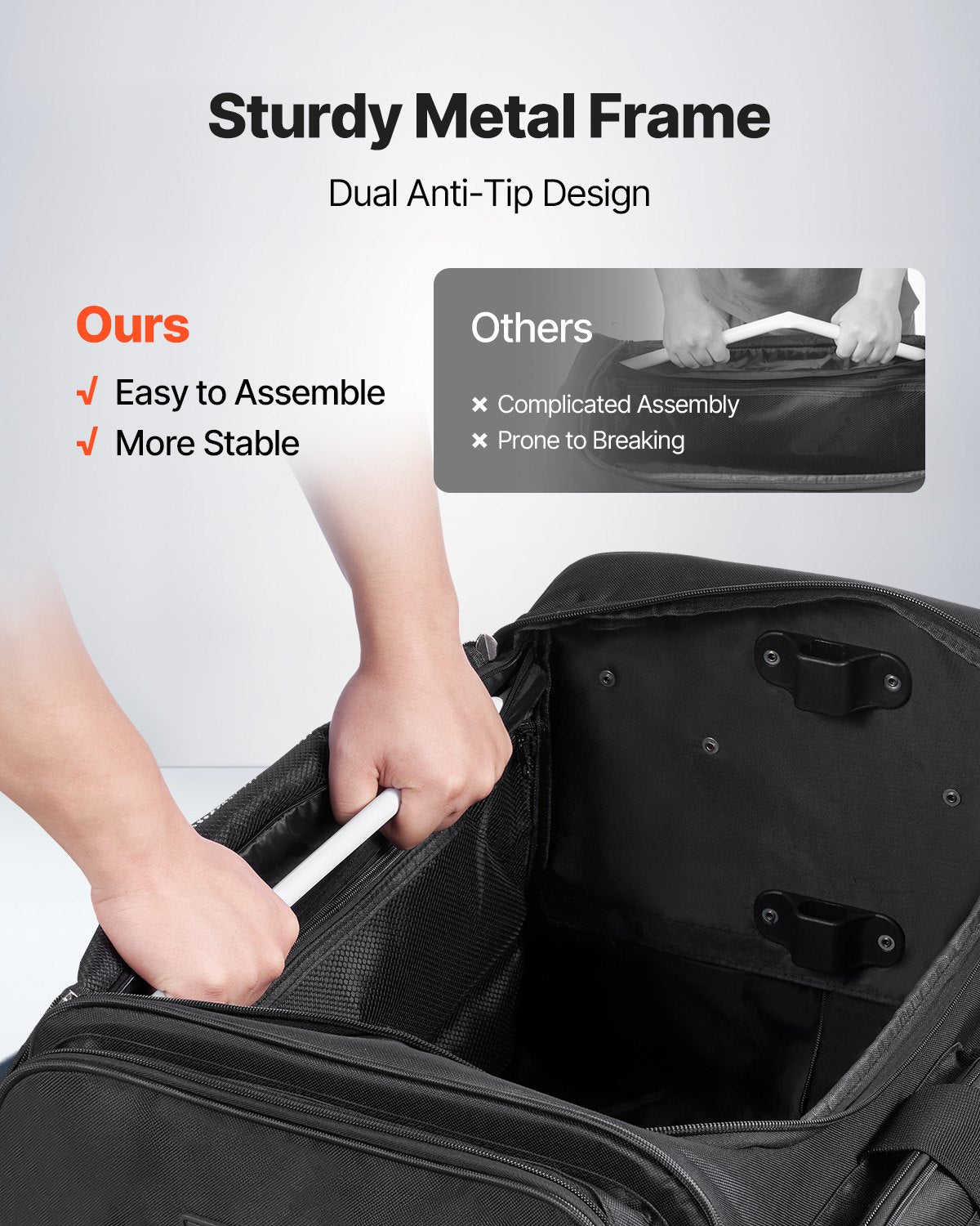 Dance Bag with Garment Rack, 584.2 mm Rolling Dance Duffel, with Wheels, USB Port, Height Adjustable Clothes Rack, Privacy Protection Curtain, Ideal for Travel and Competitions, Matte Black