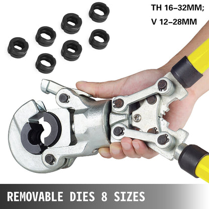 Rörpressare för kopparrör VVS-krymptång V 12-28 mm, presstång Rörpressare för kopparrör TH 16-32 mm käftar 360° huvud