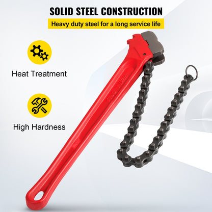 Chain Wrench Pipe 36inch,Heavy Duty Oil Filter Chain Wrench Capacity 4-1/2 to 7-1/2inch ,Chain Wrench 30inch (760 mm) Chain Length Plumbing Pipe Tool