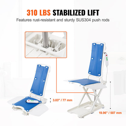 Electric Chair Lift, Devices to Lift Elderly off Floor for Elderly, 3.03-19.96 inch Height Adjustable, Support Up to 310 LBS, 45° Tilt for Comfortable Leaning, for Seniors, Patient, Elderly