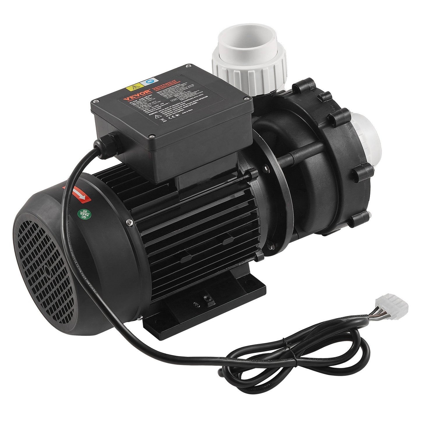 Spa-pump med 2 hastigheter, 56 ramar, spa-pump med dubbla hastigheter för bubbelpool, 1600 W / 39 m³/h / 15 m hög hastighet eller 400 W / 19 m³/h / 3,9 m låg hastighet, 2" port, 90° rotationsgränssnitt för bubbelpool, TÜV-certifiering