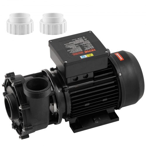 Spa-pump med 2 hastigheter, 56 ramar, spa-pump med dubbla hastigheter för bubbelpool, 1900 W / 43 m³/h / 18 m hög hastighet eller 450 W / 21,5 m³/h / 4,4 m låg hastighet, 2" port 90° rotationsgränssnitt för bubbelpool, TÜV-certifiering