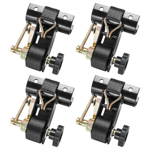 Ladder Rack Ratchet Straps, 47.6-50.8 mm Black Round Tube Mount, 38 mm Wide x 2.25 m Long Black Ladder Rack Straps with Double J-Hooks, 226.8 kg Load Heavy Duty, Cargo Buckle Lock Strap (4 Pack)