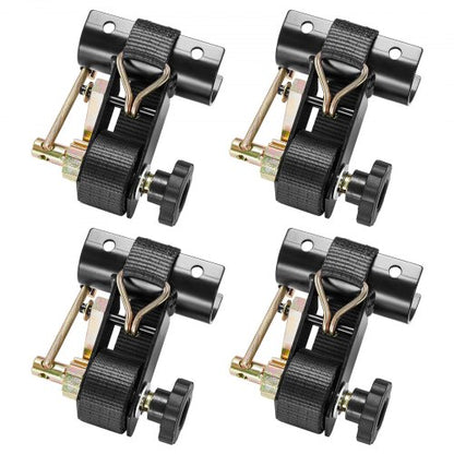 Ladder Rack Ratchet Straps, 47.6-50.8 mm Black Round Tube Mount, 38 mm Wide x 2.25 m Long Black Ladder Rack Straps with Double J-Hooks, 226.8 kg Load Heavy Duty, Cargo Buckle Lock Strap (4 Pack)