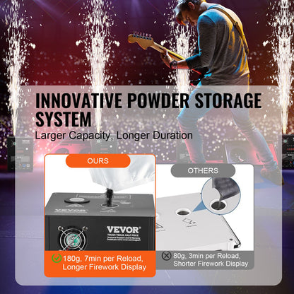 Cold Spark-maskin, 4-pack 500W fyrverkerikontroller, 6,6-13 fot justerbar höjd, med avancerat DMX-system, LED-skärm, bärbart handtag, aluminiumlegering för scen-DJ, bröllopsevenemang, fest