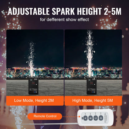 Cold Spark Machine, 700W Output Fireworks Controller, 6.6-16.4ft Adjustable Height, with Advanced DMX System,LED Screen,Portable Handle,HeavyDuty Aluminum Alloy for Stage DJ Wedding Event,Party