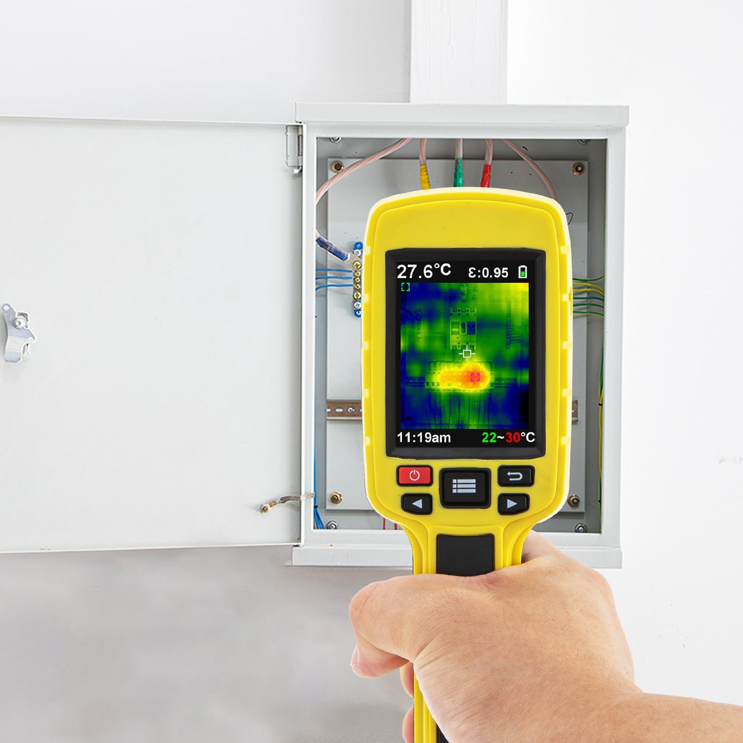 Värmekamera, 60x60 (3600 pixlar) IR-upplösning infraröd kamera med 7,1 cm färgskärm, inbyggt SD-kort och litiumjonbatteri, för VVS, elsystem, automatisk detektering