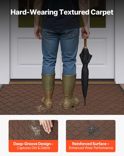 Front Door Mat, 1194 x 889 mm Commercial Floor Mat for Indoor and Outdoor, Modern Stylish Carpet with TPE Backing, Heavy Duty Washable Entry Industrial Rug for Hallway, Balcony, Garage, Brown