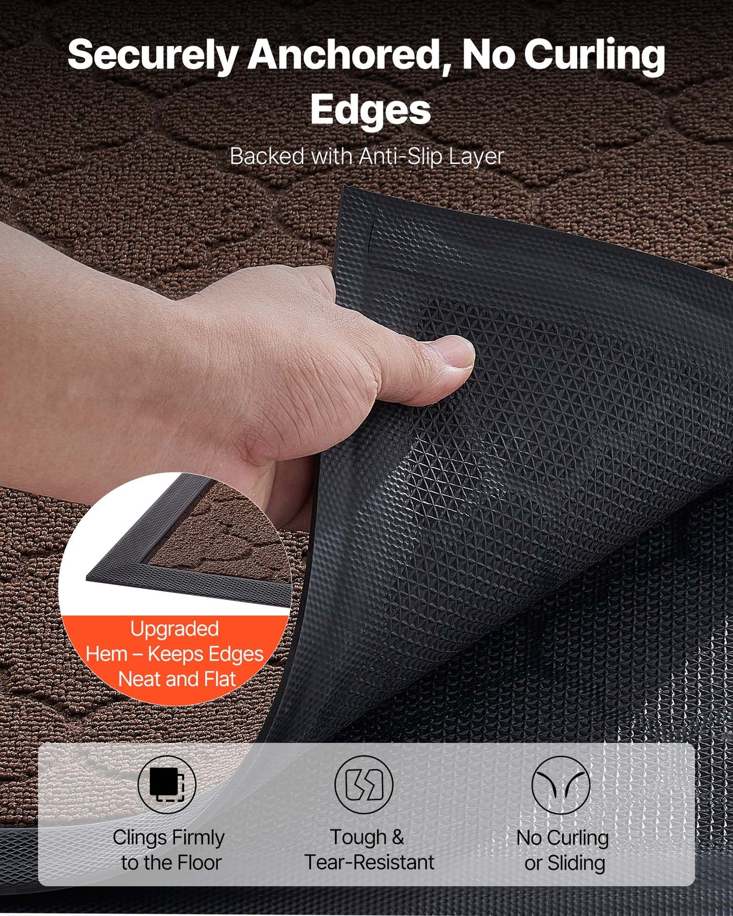 Front Door Mat, 1194 x 889 mm Commercial Floor Mat for Indoor and Outdoor, Modern Stylish Carpet with TPE Backing, Heavy Duty Washable Entry Industrial Rug for Hallway, Balcony, Garage, Brown