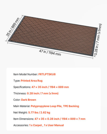 Front Door Mat, 1194 x 889 mm Commercial Floor Mat for Indoor and Outdoor, Modern Stylish Carpet with TPE Backing, Heavy Duty Washable Entry Industrial Rug for Hallway, Balcony, Garage, Brown