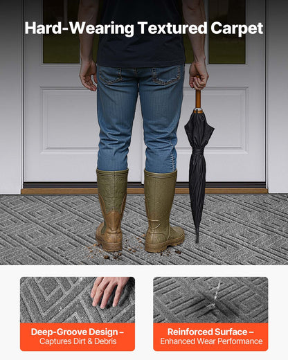 Front Door Mat, 1562 x 914 mm Commercial Floor Mat for Indoor and Outdoor, Modern Stylish Carpet with TPE Backing, Heavy Duty Washable Entry Industrial Rug for Hallway, Balcony, Garage, Grey