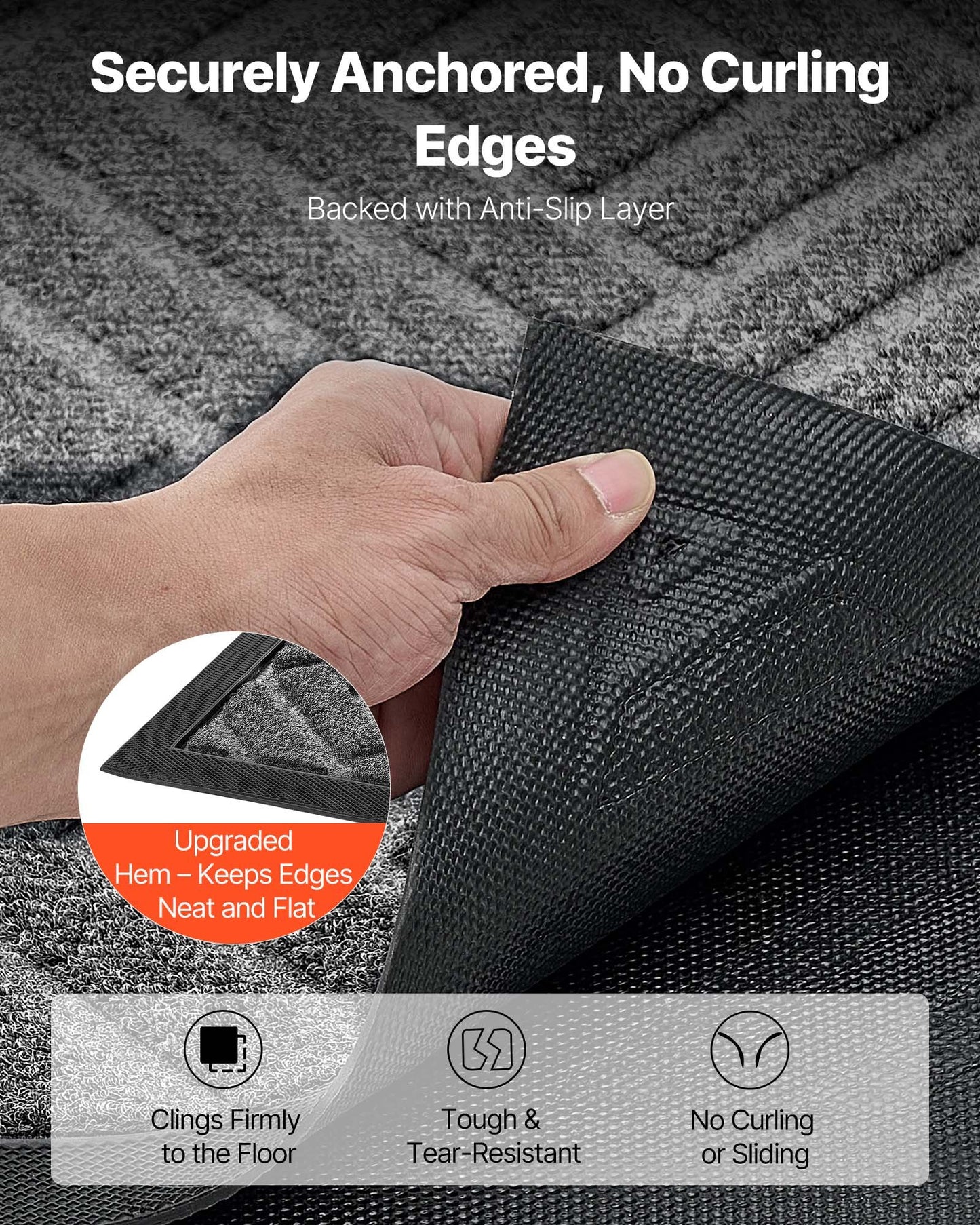 Front Door Mat, 1562 x 914 mm Commercial Floor Mat for Indoor and Outdoor, Modern Stylish Carpet with TPE Backing, Heavy Duty Washable Entry Industrial Rug for Hallway, Balcony, Garage, Grey