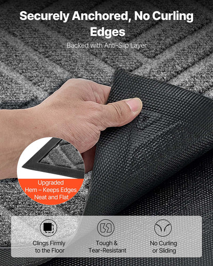 Front Door Mat, 1562 x 914 mm Commercial Floor Mat for Indoor and Outdoor, Modern Stylish Carpet with TPE Backing, Heavy Duty Washable Entry Industrial Rug for Hallway, Balcony, Garage, Grey