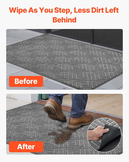 Front Door Mat, 1562 x 914 mm Commercial Floor Mat for Indoor and Outdoor, Modern Stylish Carpet with TPE Backing, Heavy Duty Washable Entry Industrial Rug for Hallway, Balcony, Garage, Grey