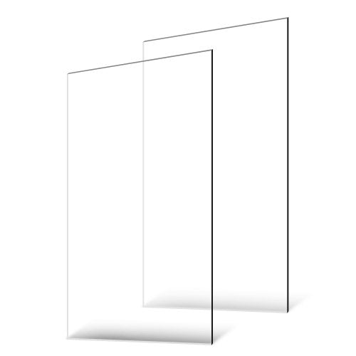 Plexiglas akrylskivor, 2-pack plastskivor, 24 x 48 tum 1/8 tum tjock klar plast gjuten transparent glas för hantverksprojekt, reservglas till bildram, gör-det-själv-display, lätt att skära