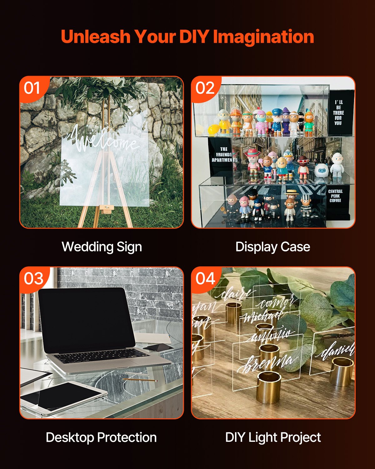 Plexiglass Acrylic Sheet, 1 Pack Plastic Sheet, 36 x 48 Inch 1/4 Inch Thick Clear Plastic Cast Transparent Glass for Crafting Projects, Replacement Picture Frame Glass, DIY Display, Easy to Cut