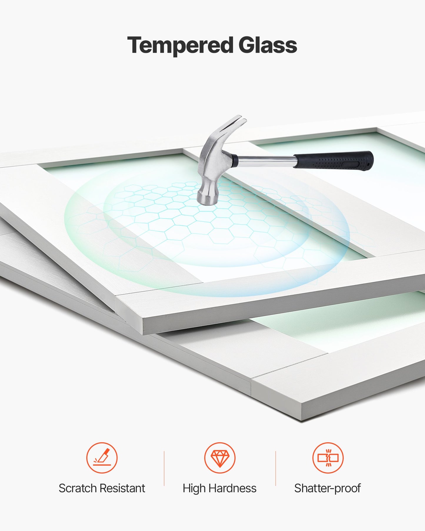 Sliding Closet Door, 1524mm (Double 787mm) x 2032 mm, 5-Lite Frosted Glass Bypass Sliding Doors with Hardware Kit, Solid Wood & MDF Slab with Water-Proof PVC Surface for Closets Bedrooms