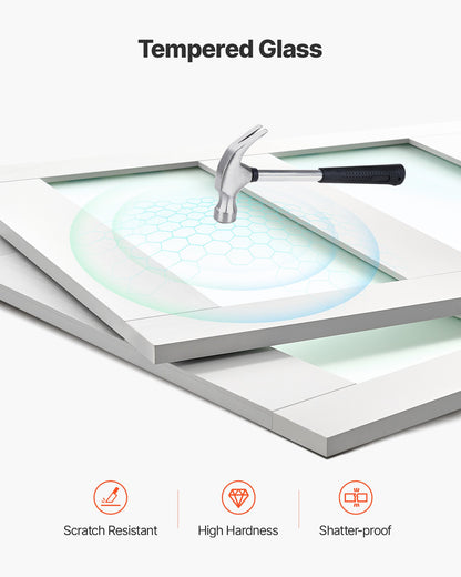 Sliding Closet Door, 1524mm (Double 787mm) x 2032 mm, 5-Lite Frosted Glass Bypass Sliding Doors with Hardware Kit, Solid Wood & MDF Slab with Water-Proof PVC Surface for Closets Bedrooms