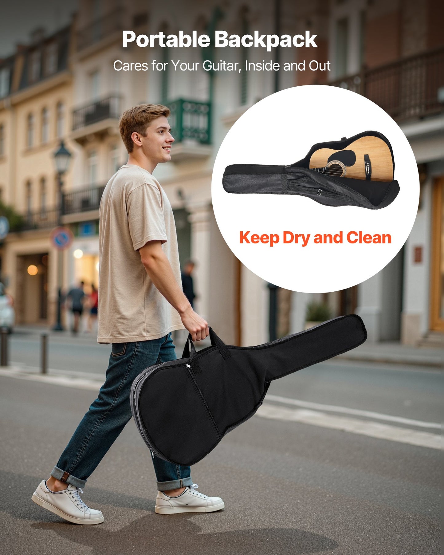 39 in / 990.6 mm Dreadnought Acoustic Guitar Natural Beginner Bundle Gig Bag Adult