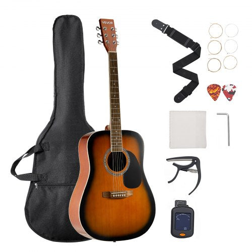 41 tum / 1041,4 mm Dreadnought Akustisk Gitarr Nybörjarpaket Gigbag Vuxen Sunburst