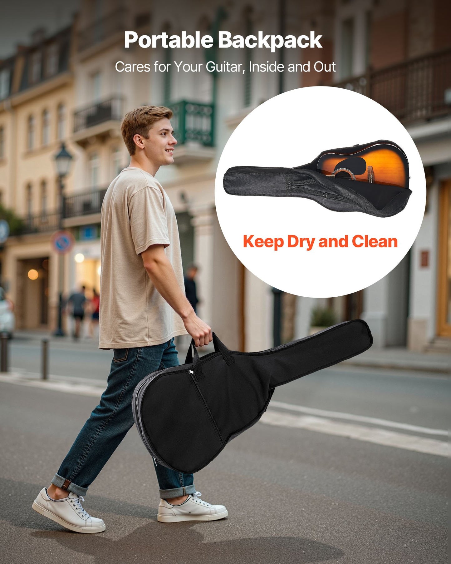 41 tum / 1041,4 mm Dreadnought Akustisk Gitarr Nybörjarpaket Gigbag Vuxen Sunburst