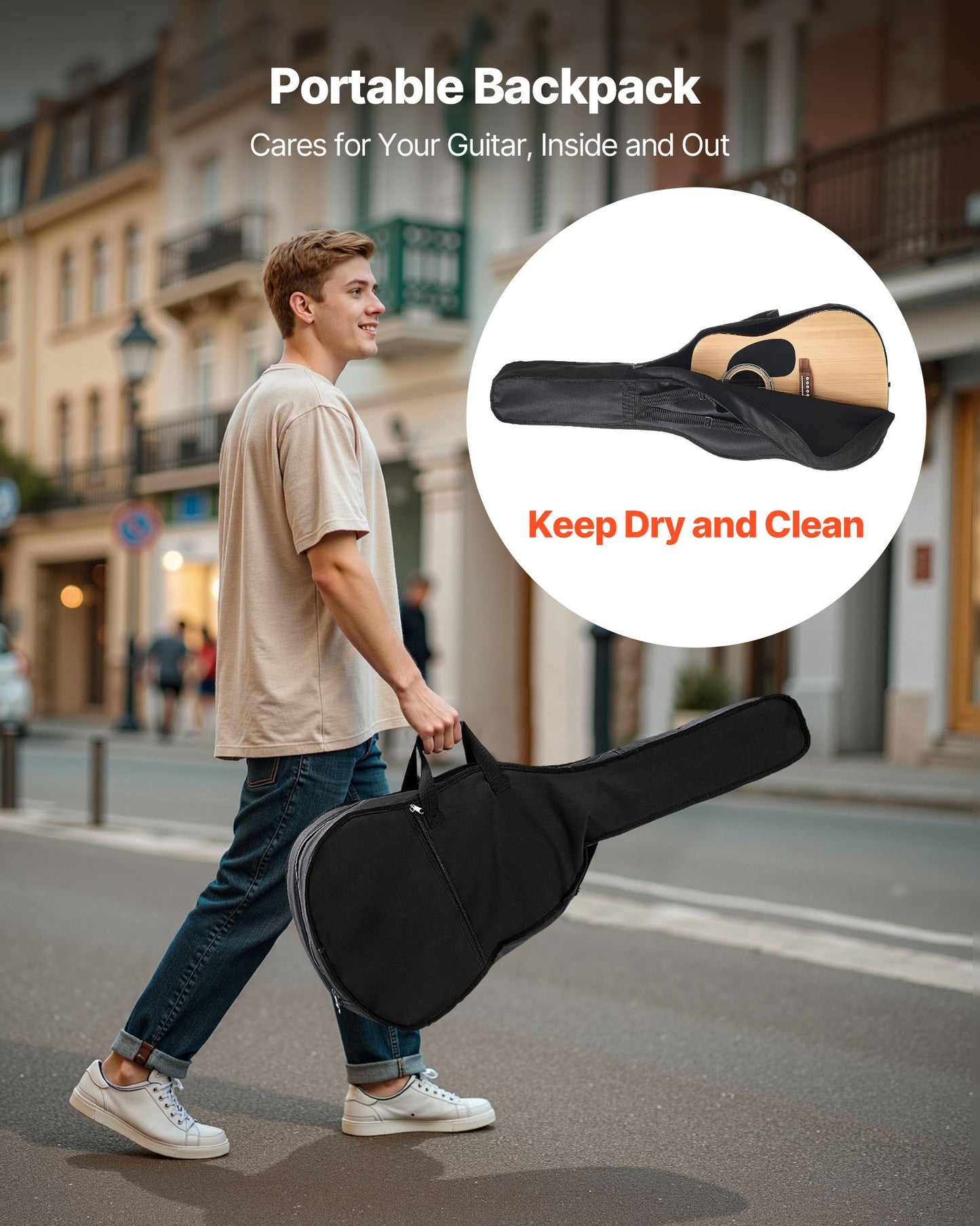 41 in / 1041,4 mm Dreadnought Acoustic Guitar Natural Beginner Bundle Gig Bag Adult