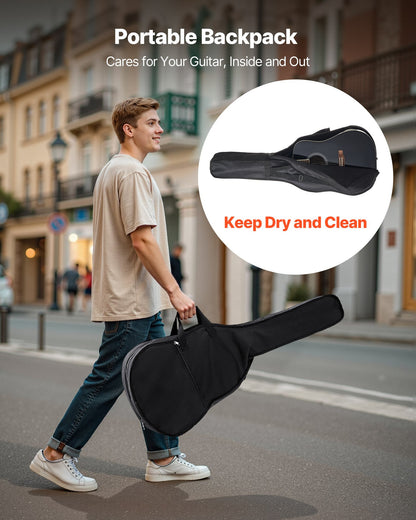 41 in / 1041.4 mm Dreadnought Acoustic Guitar Beginner Bundle for Adult Taller Black