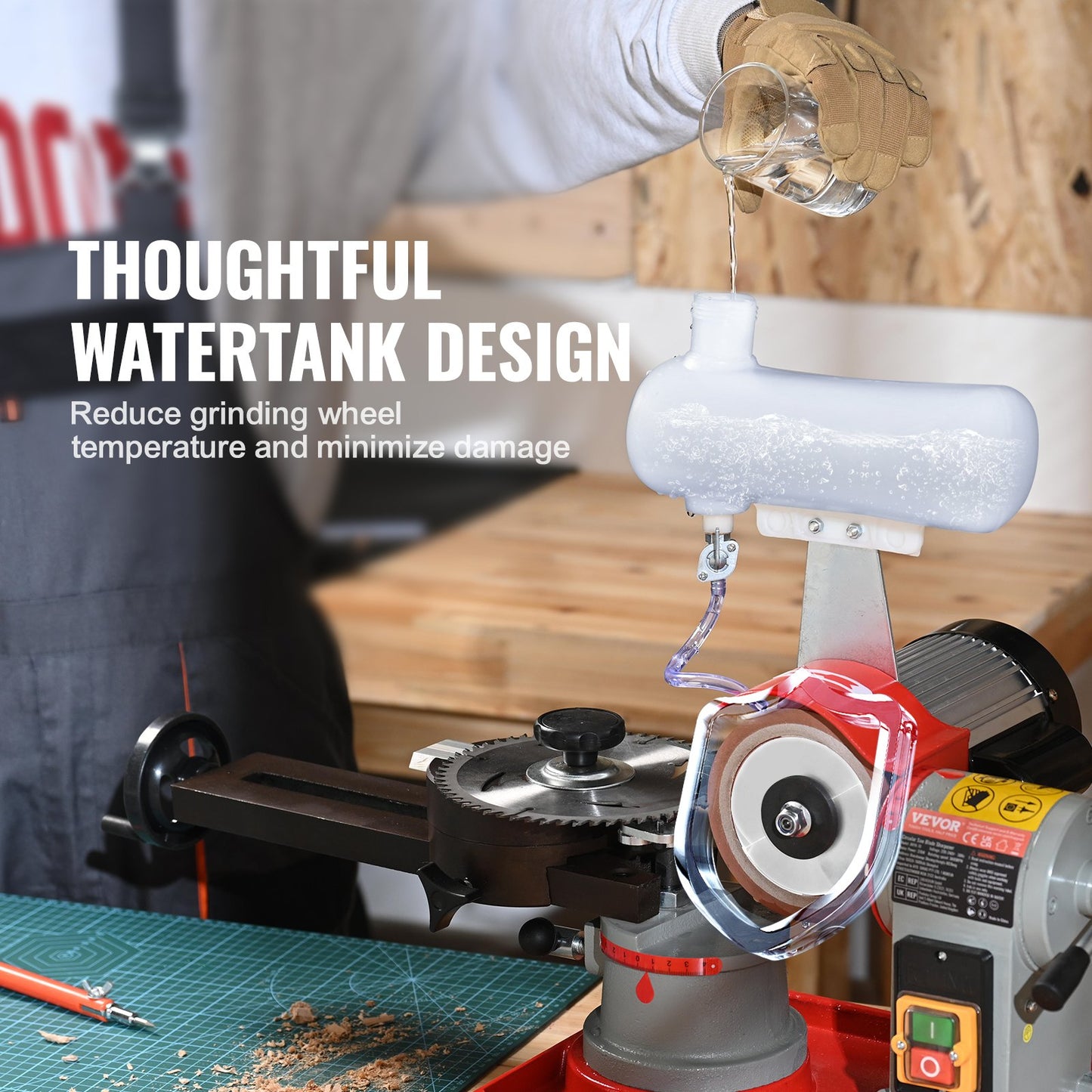 Cirkelsågbladsslipmaskin 370W 3600 varv/min med vattentank 12,7 cm hjul