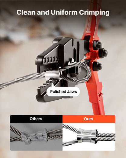 24-tums handpressare med 5 håligheter 1/16 till 3/16 tums pressverktyg för koppar och aluminium, ovala hylsor och stopphylsor, kabelpressverktyg Propress pressverktyg med långt handtag, arbetsbesparande