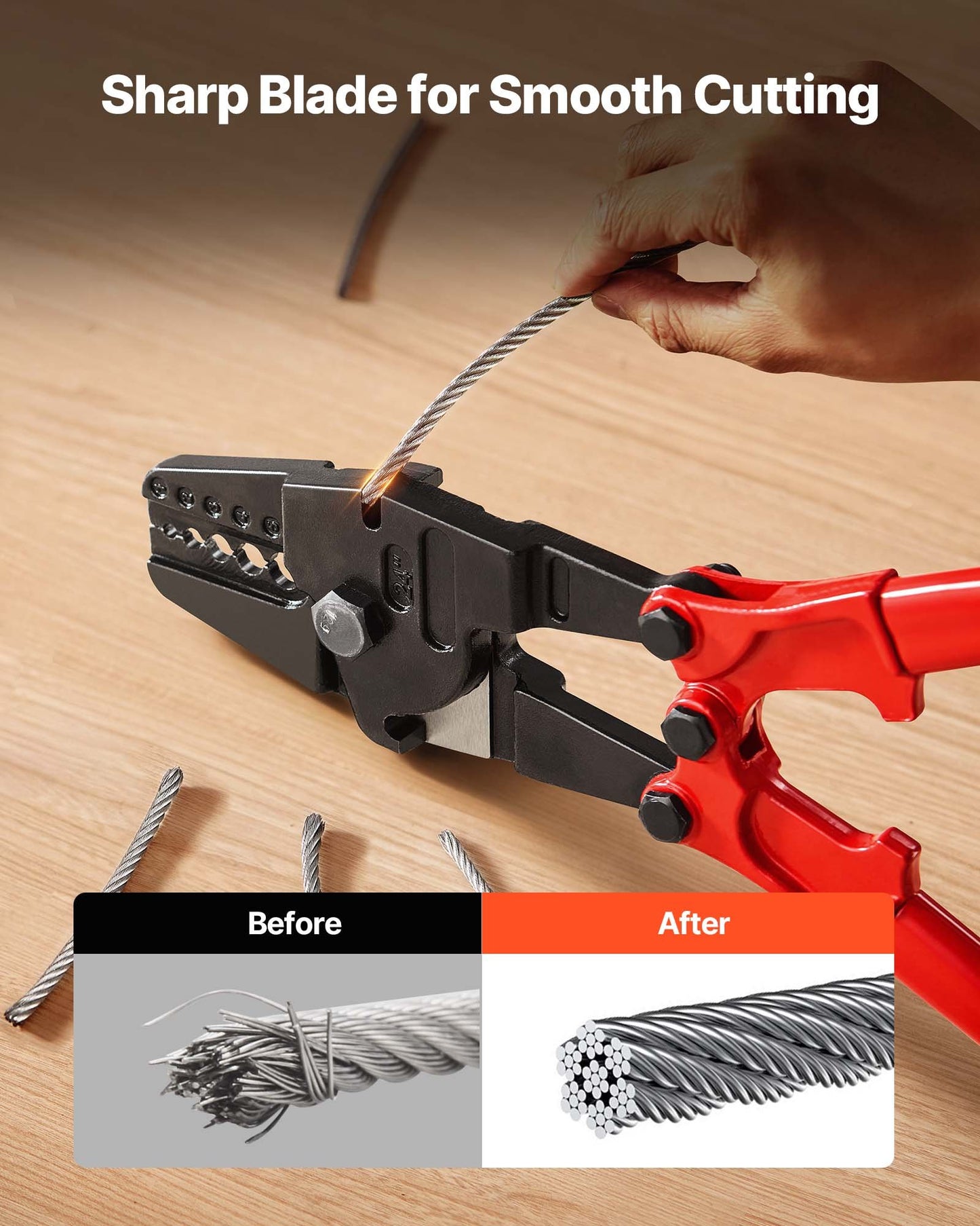 24-tums handpressare med 5 håligheter 1/16 till 3/16 tums pressverktyg för koppar och aluminium, ovala hylsor och stopphylsor, kabelpressverktyg Propress pressverktyg med långt handtag, arbetsbesparande