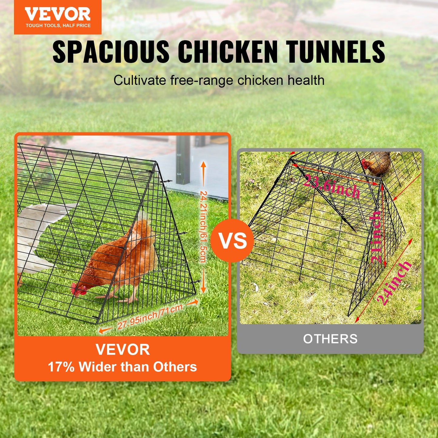 Chicken Tunnels, 236.2 x 157.5 x 24.2 inch(LxWxH) Chicken Tunnels for Yard, Portable Chicken Tunnels for Outside with Corner Frames, 2 Sets, Suitable for Chickens, Ducks, Rabbits