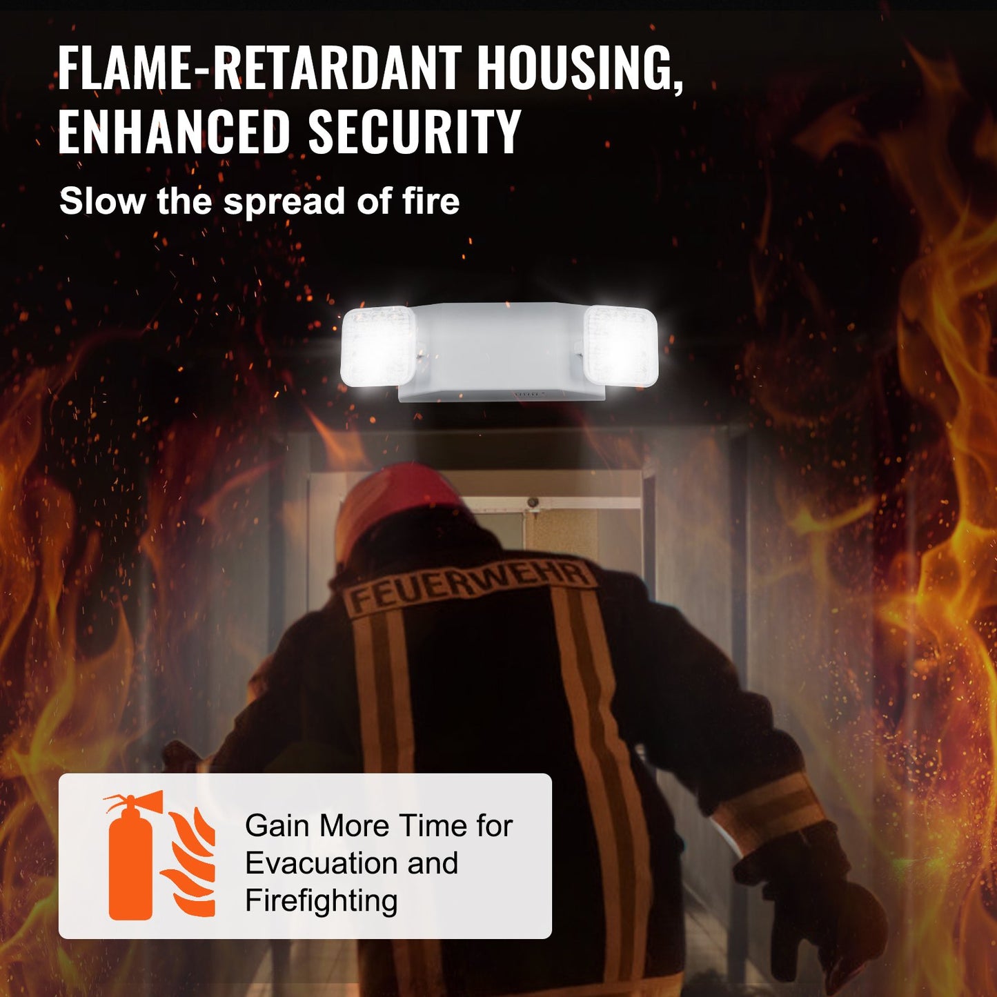 24 Pack Commercial Emergency Light, 3W, White LED Emergency Exit Lighting Fixtures with 180 Minutes Backup Battery Adjustable 2 LED Square Head, Ceiling or Wall Mount for Business Power Outages