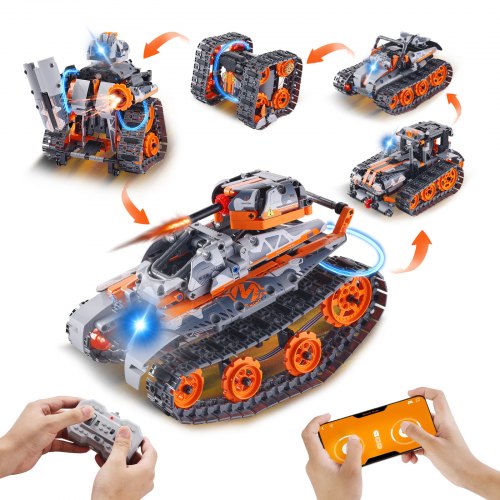 STEM Building Toys for Kids, 5-in-1 554 PCS, Remote Control Car Building Kits Remote & APP Controlled Car/Robot/Tank/Rubik's Cube/Snowplow, RC STEM Robots Building Set for Boys Girls Aged 6+