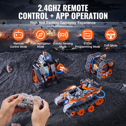 STEM Building Toys for Kids, 5-in-1 554 PCS, Remote Control Car Building Kits Remote & APP Controlled Car/Robot/Tank/Rubik's Cube/Snowplow, RC STEM Robots Building Set for Boys Girls Aged 6+