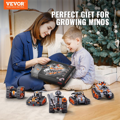 STEM Building Toys for Kids, 5-in-1 554 PCS, Remote Control Car Building Kits Remote & APP Controlled Car/Robot/Tank/Rubik's Cube/Snowplow, RC STEM Robots Building Set for Boys Girls Aged 6+