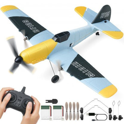 RC Plane, 2.4GHZ 3 Channel Remote Control Airplane with 6-Axis Gyro Stabilizer, Ready to Fly Fighter Aircraft Plane Toy with 2 Batteries, Easy to Fly RC Glider for Adults Kids Beginners Boys
